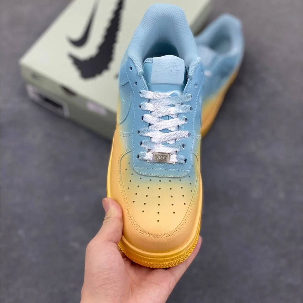 Nike Air Force 1 Low Pastel Blue to Yellow Fade